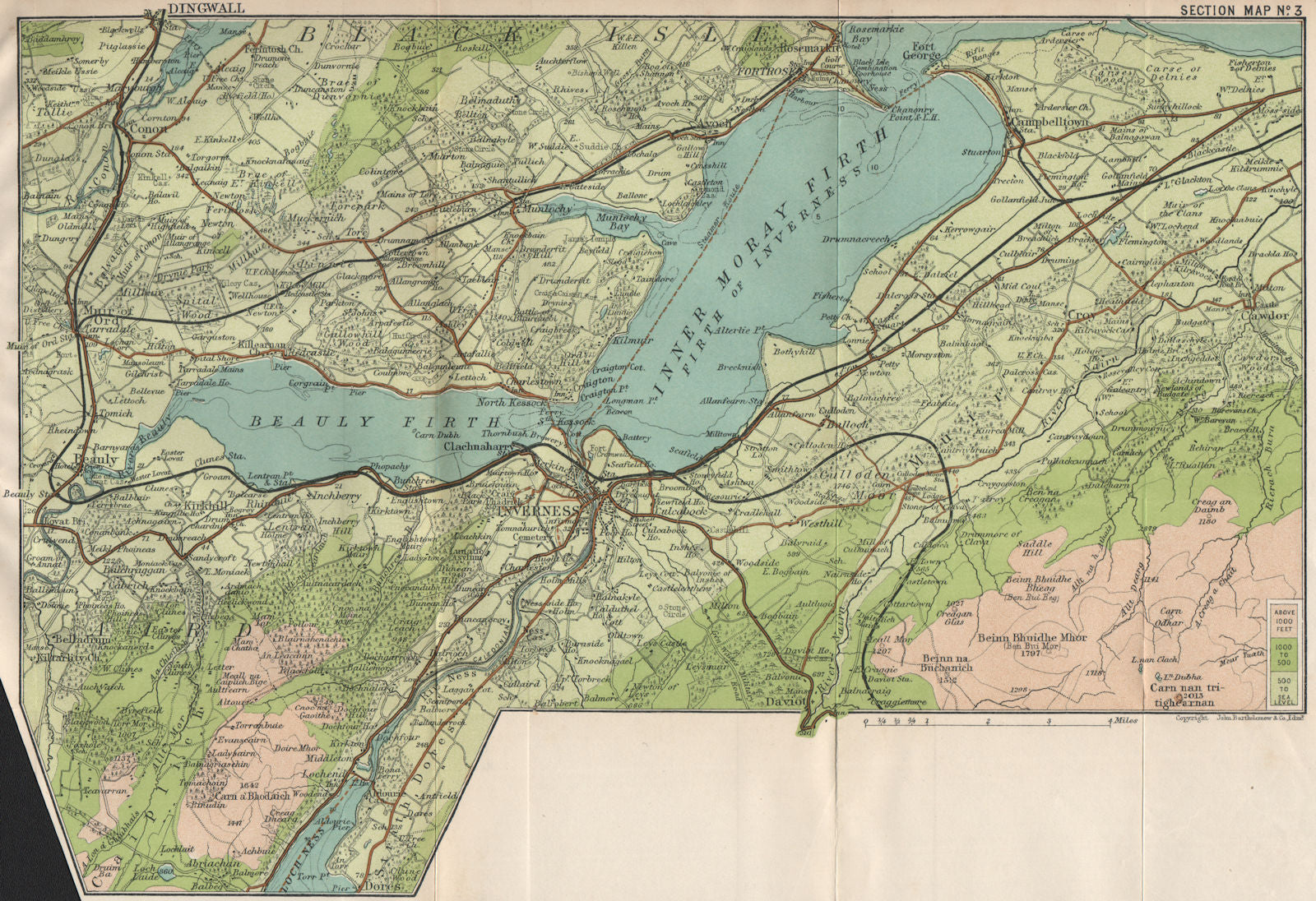 INNER MORAY FIRTH. Firth of Inverness. Beauly Firth. Dingwall Fortrose 1911 map